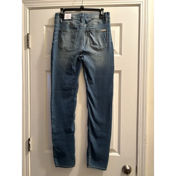 White House Black Market Jeans Mid Rise Slim Fit Size 4 Light Wash Distress NWT - Picture 2 of 6